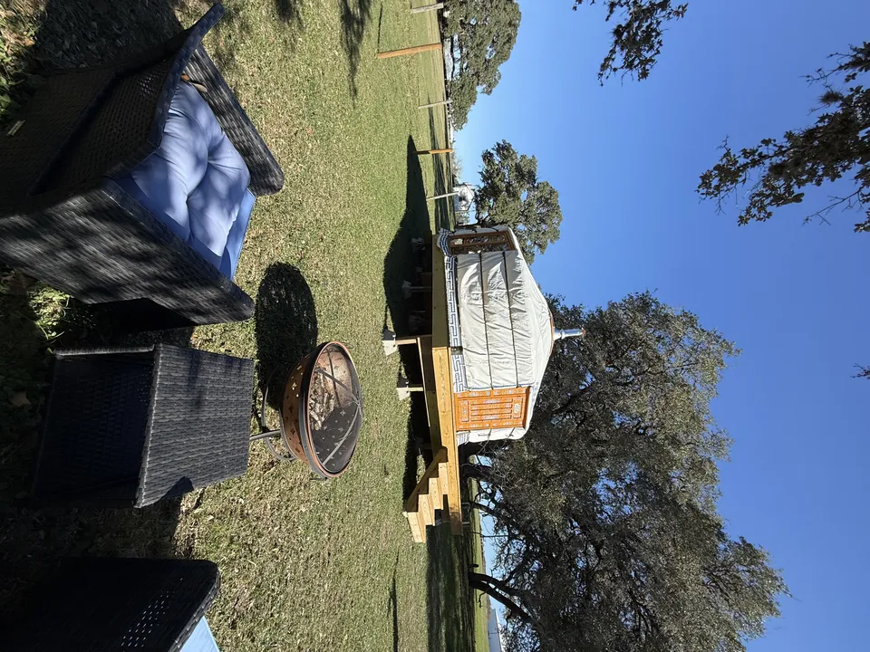 Lounge area inside the Mongolian yurt