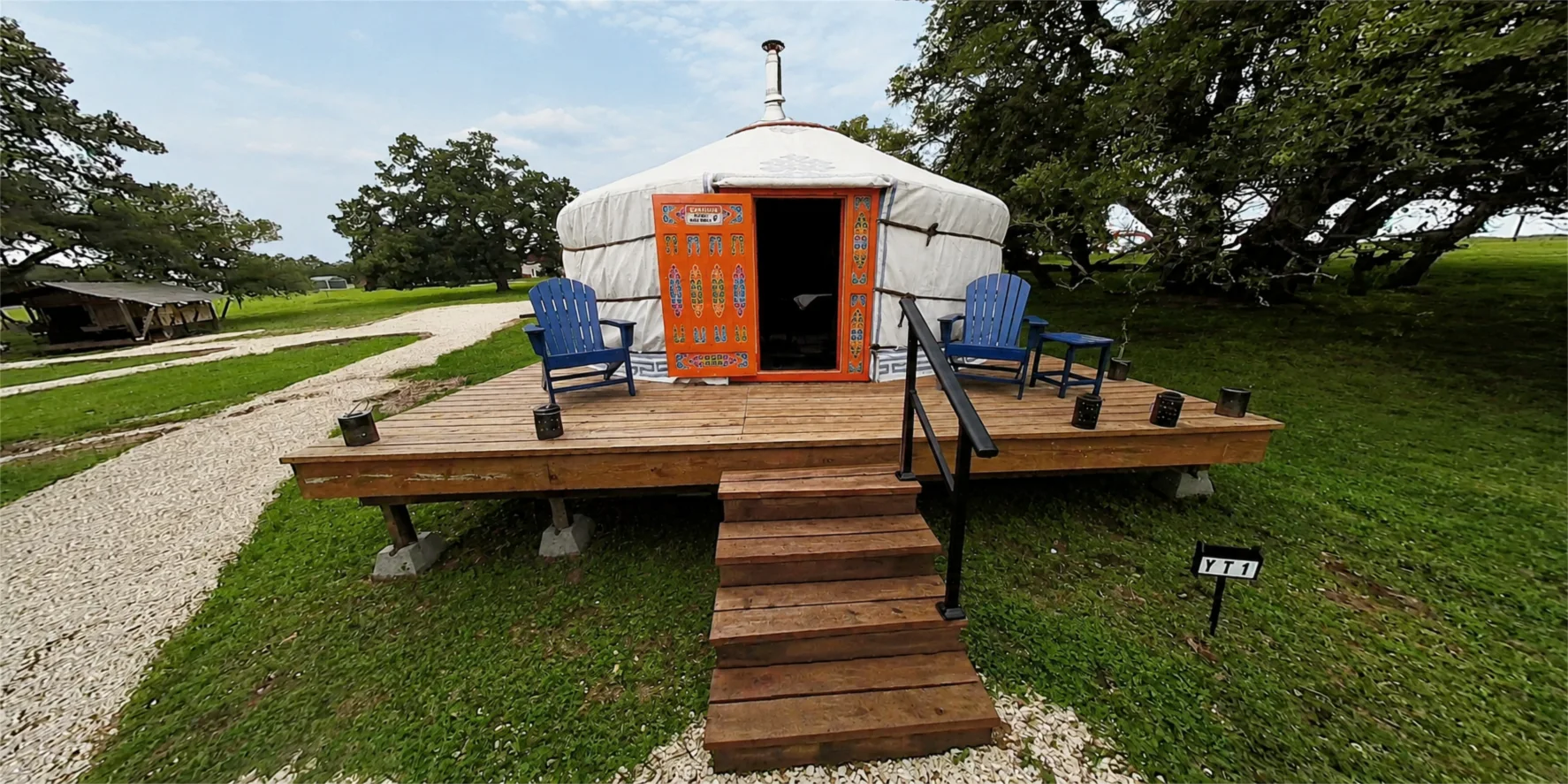 A yurt on the grounds of Twin Oaks Resort